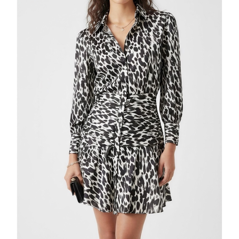 MAEVE x ANTHROPOLOGIE Semele Leopard Mini Dress, Black/White, 2 (US)